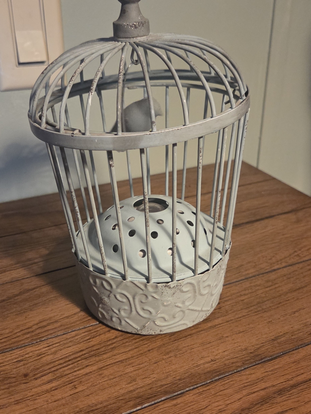 Rustic Metal Birdcage Accent Light- Sage Green